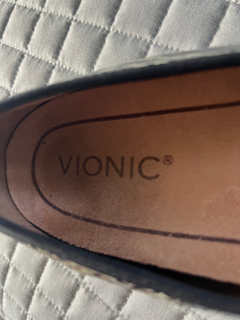 Vionic Black and Cream Snake-Print Ballet Flats - Picture 3 of 8